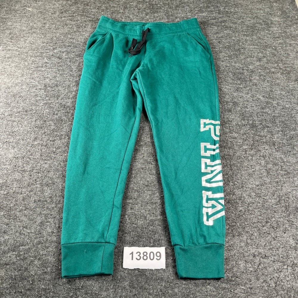 PINK Joggers Women Medium Green Good Logo Fleece Sweatpants